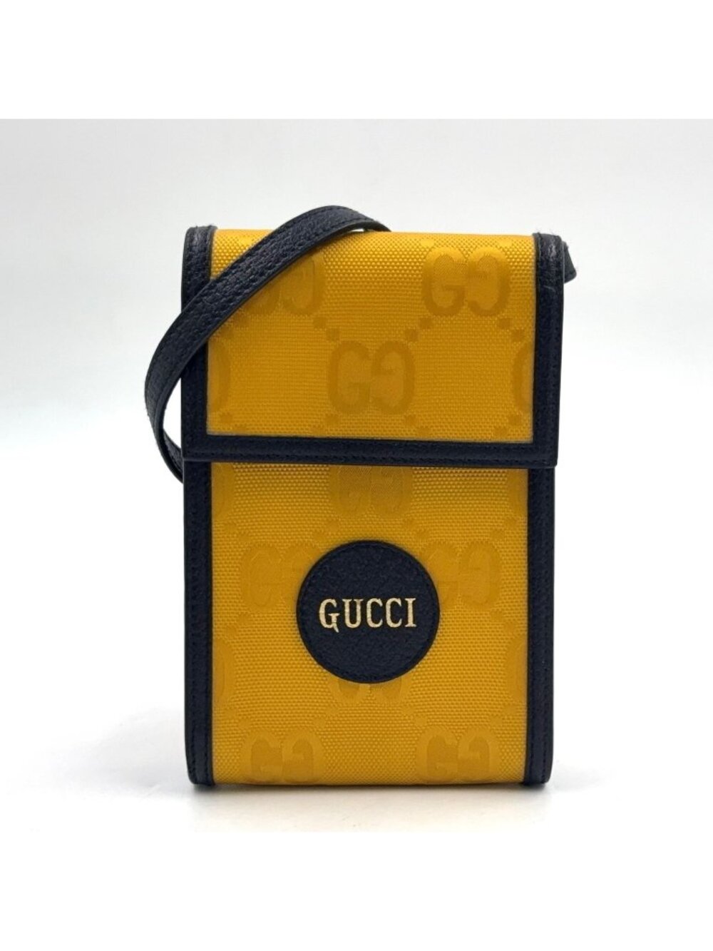 Gucci Off the Grid Leather Nylon Yellow Black Shoulder Bag Silver
